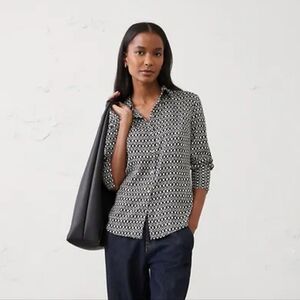 Banana Republic Black Geo Silky Classic Shirt New